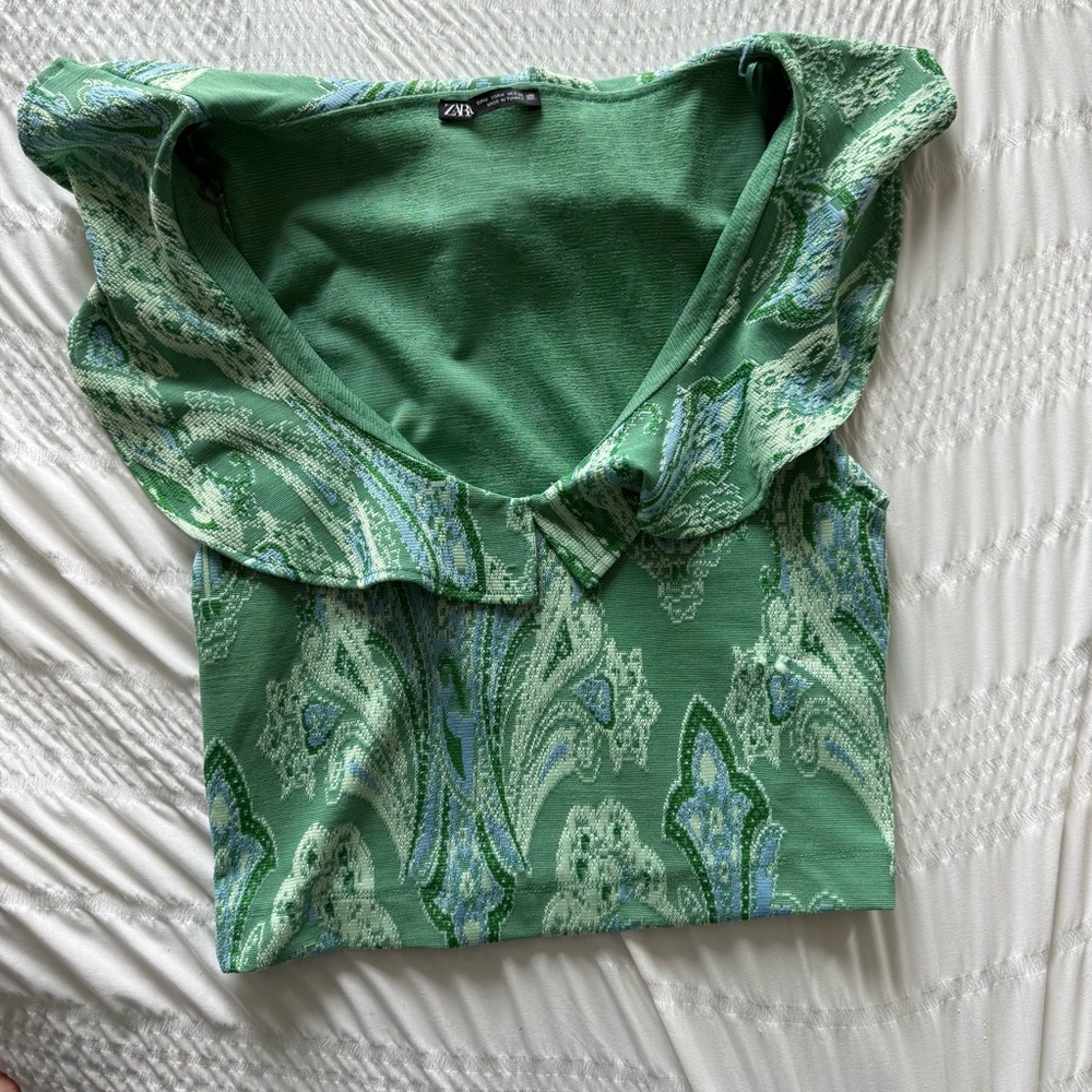 Zara Green and Blue Paisley Blouse